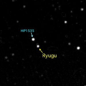 An image of asteroid Ryugu that was taken by JAXA's Hayabusa 2 spacecraft on February 26, 2018.