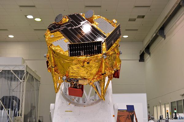 With its solar panels attached, the Beresheet lunar lander undergoes additional testing at Israel Aerospace Industries, where the spacecraft was built.