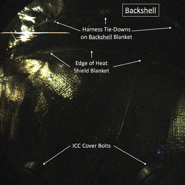 An annotated image of the backshell that encapsulates InSight...as taken by the lander's Instrument Context Camera during the ongoing journey to Mars.