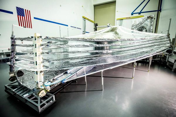 The sunshield for NASA's James Webb Space Telescope is completed at Northrop Grumman’s Space Park facility in Redondo Beach, California.