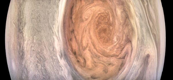 An enhanced color image of Jupiter's Great Red Spot that was taken by NASA's Juno spacecraft on July 10, 2017.