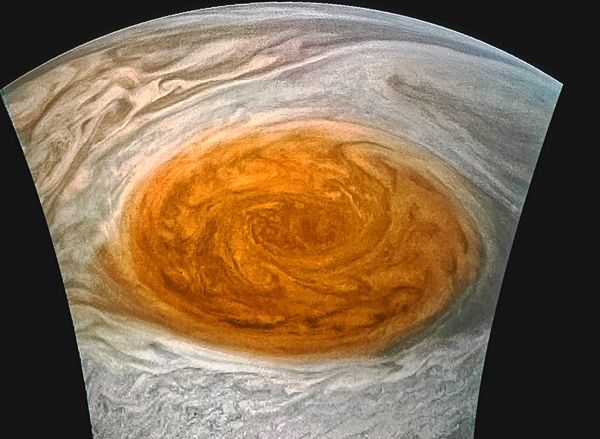 Another enhanced color image of Jupiter's Great Red Spot that was taken by NASA's Juno spacecraft on July 10, 2017.