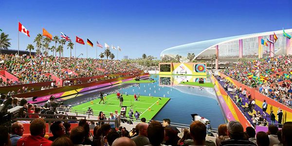 The Los Angeles Stadium at Hollywood Park, future home of the Rams and Chargers, is the proposed venue for paralympic archery in 2028.