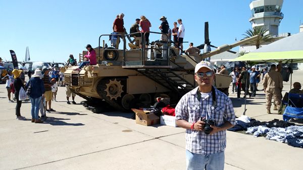 Posing with the M1A1 Abrams at the Miramar Air Show...on September 29, 2018.