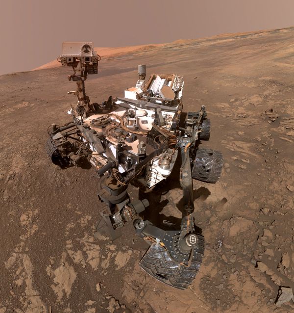 A cropped version of the Curiosity Mars rover's self-portrait, taken with a camera on her robotic arm on January 23, 2018.