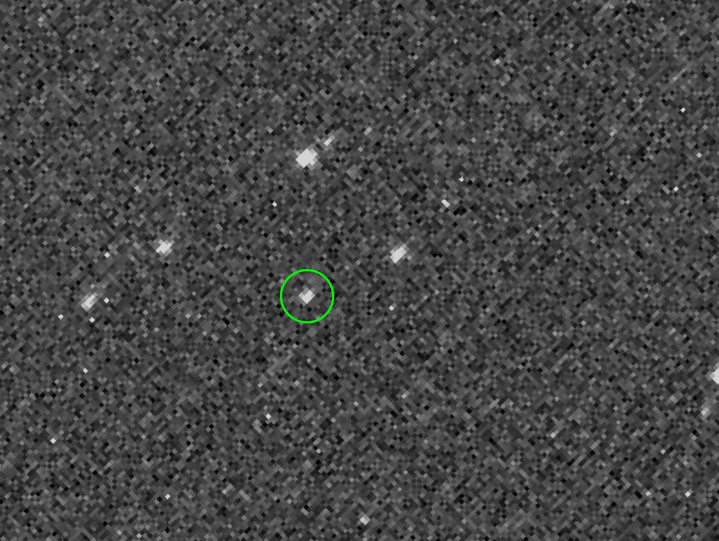 An animated GIF showing asteroid Bennu moving across a field of stars...as seen by NASA's OSIRIS-REx spacecraft on August 17, 2018.