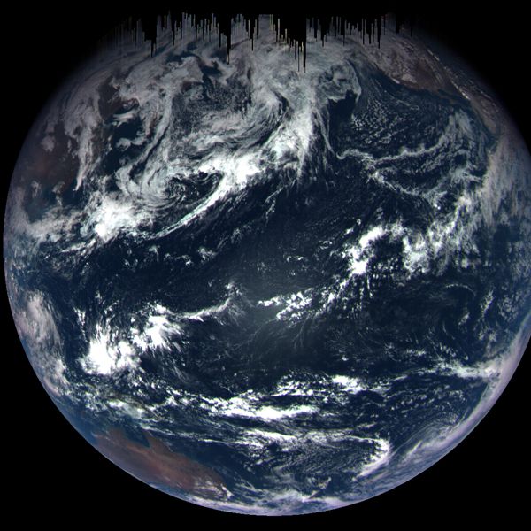 An image of Earth that was taken by NASA's OSIRIS-REx spacecraft from a distance of 106,000 miles (170,000 kilometers)...on September 22, 2017.