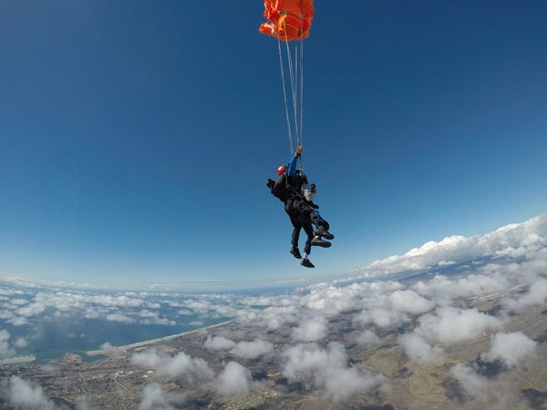 My parachute continues to open thousands of feet above the ground at Oceanside, California...on October 4, 2018.