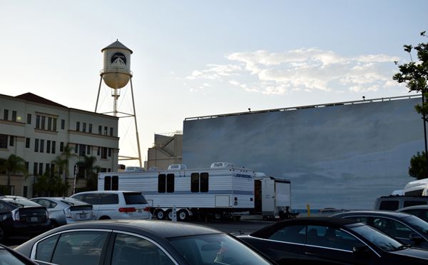 A snapshot of the water tower and blue sky tank at Paramount Pictures in Hollywood...on July 31, 2017.