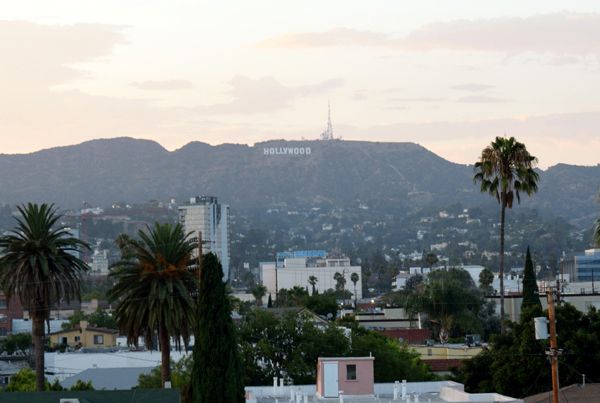 A snapshot of the Hollywood Sign as seen from Paramount Pictures' Gower parking structure...on July 31, 2017.