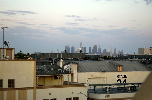 A snapshot of the downtown Los Angeles skyline as seen from Paramount Pictures' Gower parking structure...on July 31, 2017.