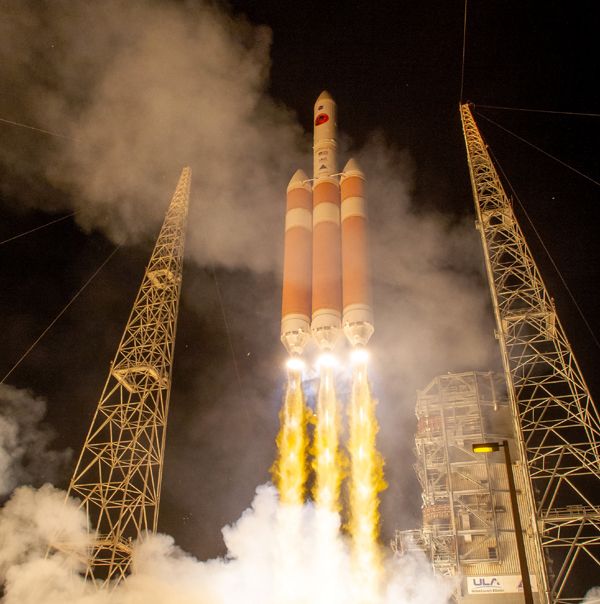 A Delta IV Heavy rocket carrying NASA's Parker Solar Probe launches from Cape Canaveral Air Force Station in Florida...on August 12, 2018.