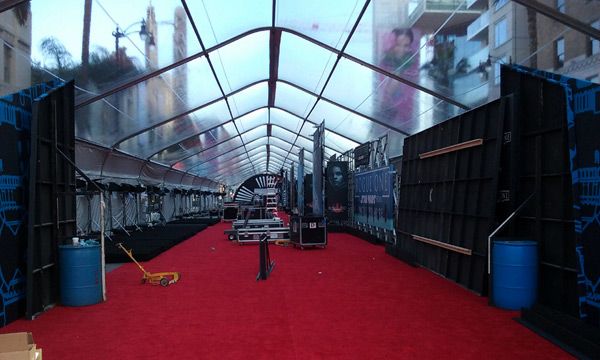 The red carpet tent for the ROGUE ONE: A STAR WARS STORY premiere continues to undergo preparations on Hollywood Boulevard...on December 8, 2016. The red carpet tent for the ROGUE ONE: A STAR WARS STORY premiere continues to undergo preparations on Hollywood Boulevard...on December 8, 2016.