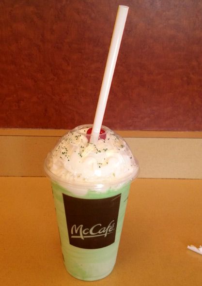 About to try the Shamrock Shake at McDonald's...on March 1, 2017.