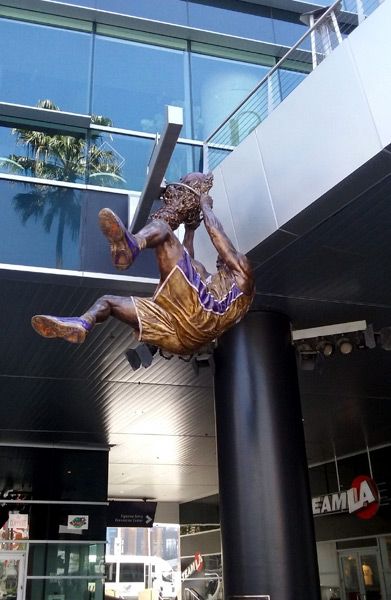 Shaq's new bronze statue at STAPLES Center in Los Angeles...on March 29, 2017.