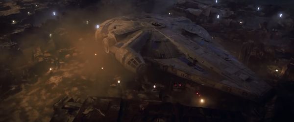 The Millennium Falcon in her early incarnation in SOLO: A STAR WARS STORY. The Millennium Falcon in her early incarnation in SOLO: A STAR WARS STORY.
