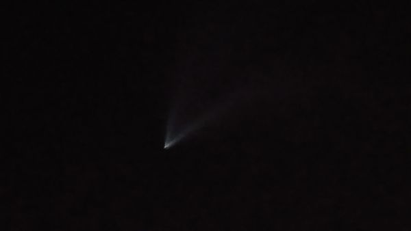 A snapshot I took of SpaceX's Falcon 9 upper stage booster making its way across the night sky...as seen from my backyard in Pomona, California on October 7, 2018.