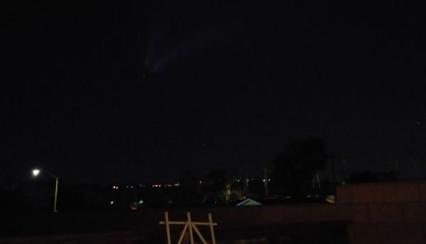 Another snapshot I took of SpaceX's Falcon 9 upper stage booster making its way across the night sky...as seen from my backyard in Pomona, California on October 7, 2018.