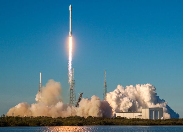 A SpaceX Falcon 9 rocket carrying NASA's Transiting Exoplanet Survey Satellite (TESS) launches from Cape Canaveral Air Force Station in Florida...on April 18, 2018.