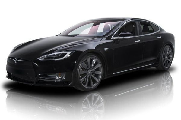 A black Tesla Model S.
