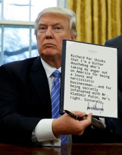 Donald Trump shouldn't have displayed that executive order for people to mock.