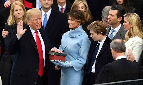 Donald Trump is sworn in as the 45th president of the United States...on January 20, 2017.