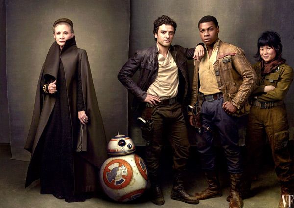 General Leia (the late Carrie Fisher), BB-8, Poe Dameron (Oscar Isaac) and Finn (John Boyega) return in this December's STAR WARS: THE LAST JEDI, with newcomer Rose Tico (Kelly Marie Tran). General Leia (the late Carrie Fisher), BB-8, Poe Dameron (Oscar Isaac) and Finn (John Boyega) return in this December's STAR WARS: THE LAST JEDI, with newcomer Rose Tico (Kelly Marie Tran).