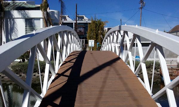 One of many bridges that interconnects the residential areas located in the middle of the Venice Canal Historic District...on January 30, 2017.
