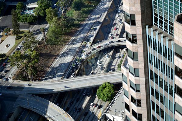 A snapshot of traffic on the 110 freeway as seen from the 70th floor of the Wilshire Grand Center...on July 26, 2017.