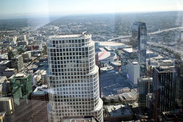 STAPLES Center is visible in this snapshot that was taken from the 70th floor of the Wilshire Grand Center...on July 26, 2017.