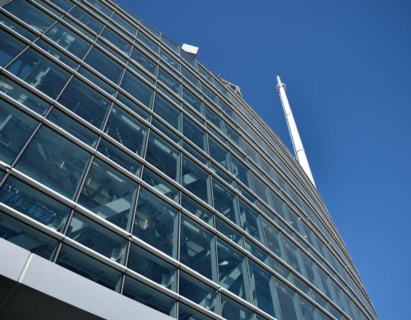 A snapshot of the Wilshire Grand Center's spire and 'sail' as seen from Spire 73...on July 26, 2017.