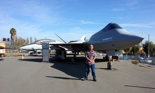 Posing with the YF-23 Gray Ghost (and the F-14 Tomcat behind it) at the Western Museum of Flight in Torrance, CA...on November 23, 2016.