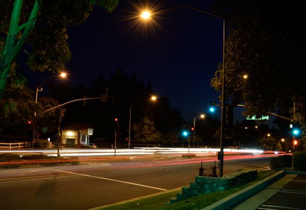 A long-exposure snapshot that I took of a local street in Diamond Bar, California...on June 30, 2017.