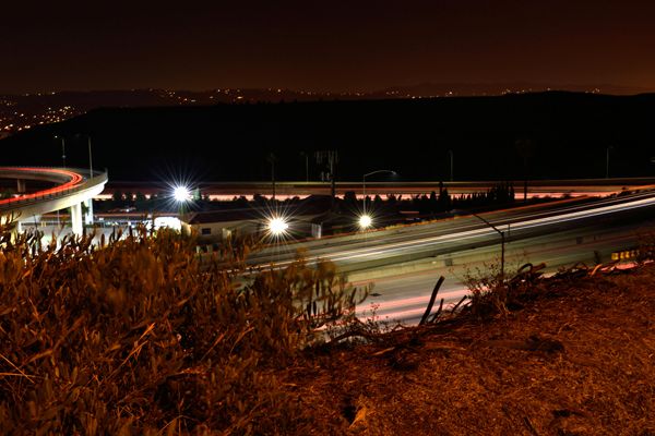 Another long-exposure snapshot that I took of the 57 and 60 freeways near the city of Diamond Bar in California...on June 30, 2017.