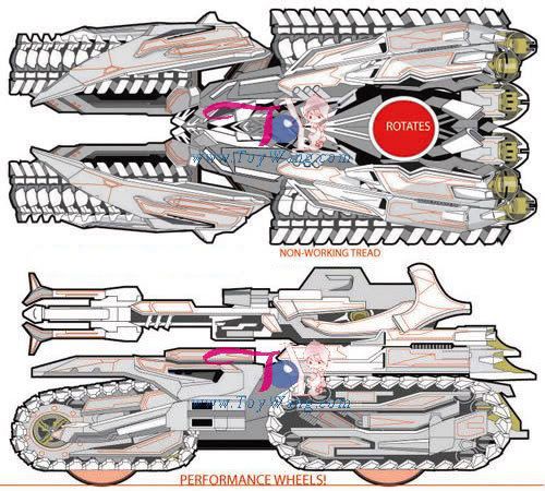 Drawings showing Megatron's tank form.