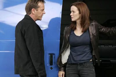 Jack Bauer (Kiefer Sutherland) and Renee Walker (Annie Wersching) in an episode of 24, Season 7.