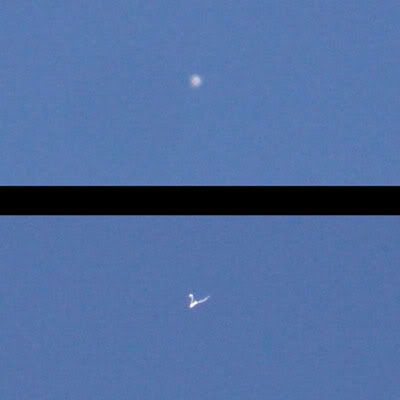 Two photos I took of the International Space Station when it flew over Southern California on March 16, 2009.
