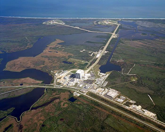 An aerial view of NASA's Kennedy Space Center in Florida.