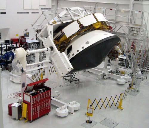 The back shell and cruise stage that will enclose and take the MARS SCIENCE LABORATORY to the Red Planet, after launch in late 2011.