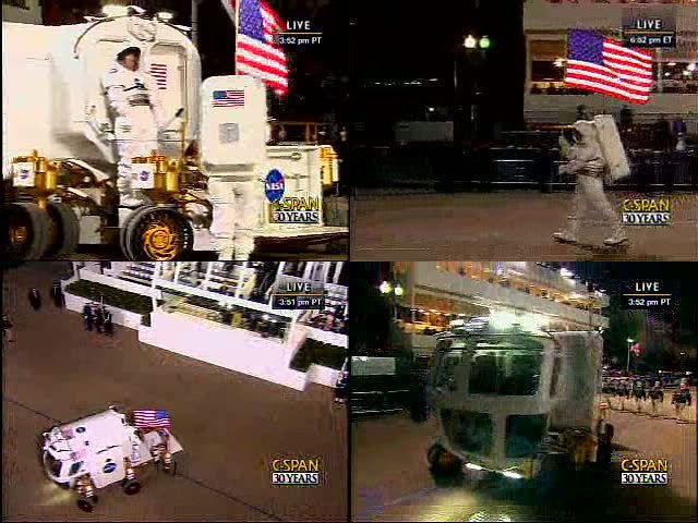 Screenshots of NASA's Lunar Electric Rover at the Inaugural Parade, on January 20, 2009.