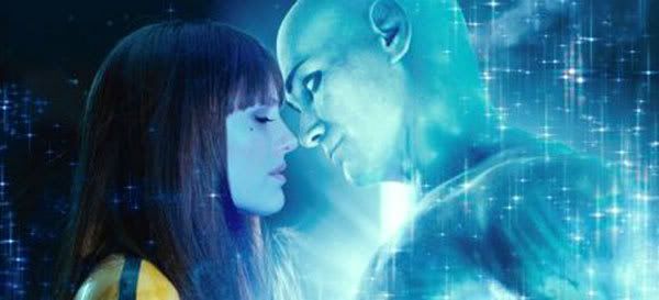 Silk Spectre II and Dr. Manhattan.