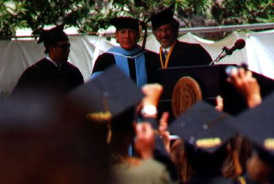 Steven Spielberg graduates from Cal State Long Beach on May 31, 2002.