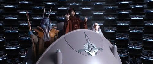 Darth Sidious addresses the Republic Senate in 'Revenge of the Sith'.