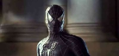 Spider-Man wearing the black alien symbiote over his suit.