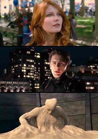 PIC 1: Mary Jane Watson.  PIC 2: Harry Osborn in the new Goblin outfit.  PIC 3: Sandman.