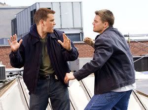 Billy Costigan confronts his mole counterpart, Colin Sullivan (Matt Damon).