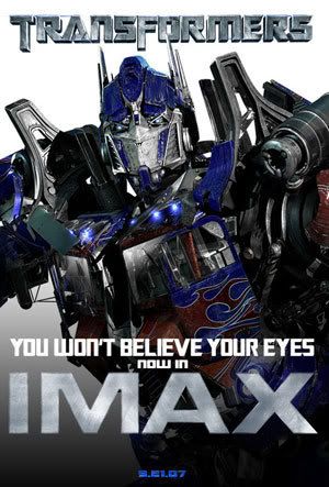 TRANSFORMERS on IMAX poster.