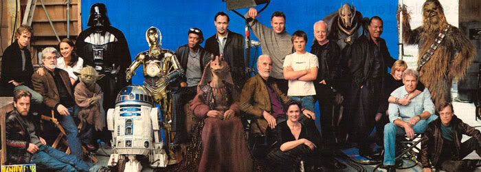 The cover spread of the January 2005 issue of Vanity Fair...out in newsstands on January 11th.  The cover is a group portrait of all the main actors from both Star Wars trilogies.