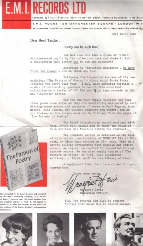 HMV Poetry Society letter