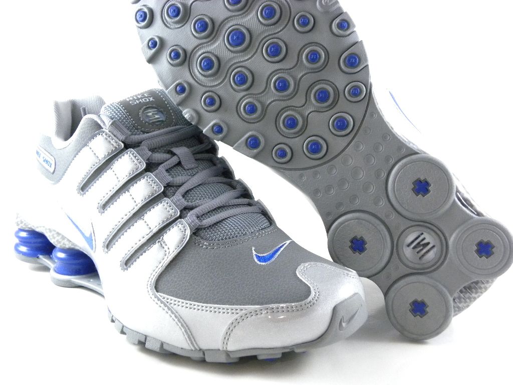 blue and silver nike shox